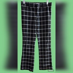 10 Crosby Derek Lam Black, White & Blue Plaid Trousers Flair Cut | Size 2